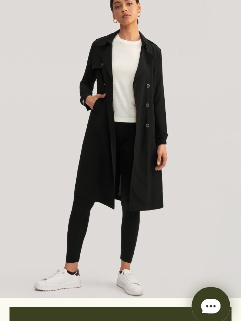 NWT Lilysilk Mulberry Silk Black Double-Breasted Long Trench Coat size XS